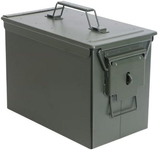 Ammo Can & Ammo Box, Fireproof & Waterproof Metal Storage Box - Perfect for Ammo, Lithium Batteries & RC Car Batteries (Without Lock, Green-13 * 7.2 * 9")