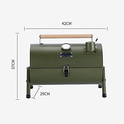 Portable Charcoal Barbecue Grill Outdoor BBQ Grill with Stainless Steel Grill Patio Camping Picnic Barbecue Stove Suitable for Car Picnic 3-5 People (Color : Green)