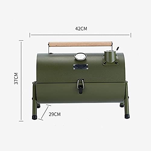 Portable Charcoal Barbecue Grill Outdoor BBQ Grill with Stainless Steel Grill Patio Camping Picnic Barbecue Stove Suitable for Car Picnic 3-5 People (Color : Green)