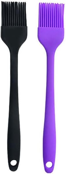 Silicone brush, Oil Brush for BBQ Kitchen Cooking Baking and Grilling (2 PCS,purple&black)