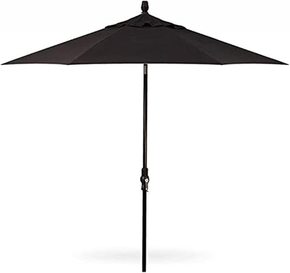 Treasure Garden 9 FT Patio Umbrella with USB Port LED Lights Rechargeable Battery Pack (9-FT Starlux Collar-Tilt Sunbrella Black w/Black Frame)