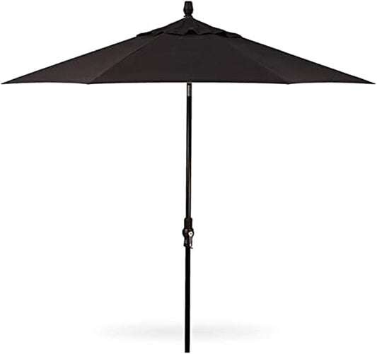 Treasure Garden 9 FT Patio Umbrella with USB Port LED Lights Rechargeable Battery Pack (9-FT Starlux Collar-Tilt Sunbrella Black w/Black Frame)