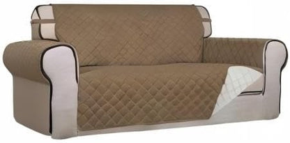 PureFit Reversible Quilted Couch Covers for Dogs Loveseat Sofa Cover 54" | Camel/Ivory, Water Resistant Couch Protector, Washable Pet Couch Cover with Non Slip and Elastic Straps For Kids