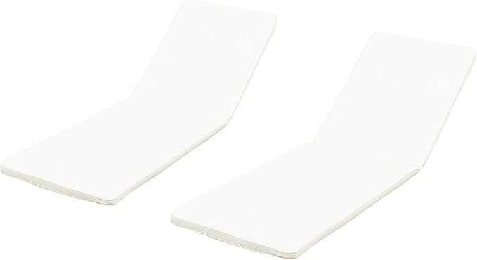 Christopher Knight Home 309784C Shane Chaise Lounge Cushion Outdoor Set of 2 with Removable Cover, 2 Piece Water-Resistant Lounge Chair Cushion 78.75" L x 23.75" W x 1.5" H Cream