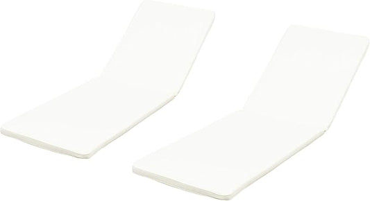 Christopher Knight Home 309784C Shane Chaise Lounge Cushion Outdoor Set of 2 with Removable Cover, 2 Piece Water-Resistant Lounge Chair Cushion 78.75" L x 23.75" W x 1.5" H Cream