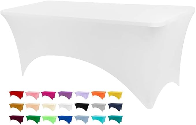 BDDC 4ft Stretch Spandex Fitted Table Cloth for 4 Foot Tables | GRS-Certified Eco-Friendly Fabric, Elastic Fit Rectangle Tablecloth, Washable, Wrinkle-Free, For Events & Parties