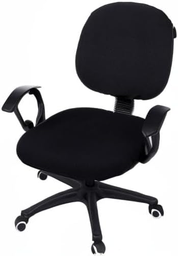 Smiry Office Computer Chair Covers for Desk Rotating Chair Protector | Stretch Jacquard Removable Washable Universal Slipcovers, Seat + Backrest Cover, Black