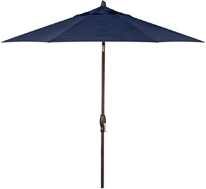 Treasure Garden Deluxe Crank-Tilt 9-FT Octagon Market Umbrella - Outdoor Patio, Deck, Pool, Backyard Stand Alone Umbrella - Heavy Duty w/Bronze Frame & Obravia Fabric (Navy)