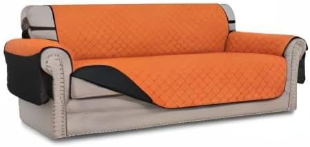 Easy-Going Reversible Couch Cover, 3 Cushion Sofa, Large, Orange/Black | Machine Washable Slipcover For Dogs, Water Resistant Furniture Mat For Living Room, Non-Slip Sofa Cover, Pet Friendly