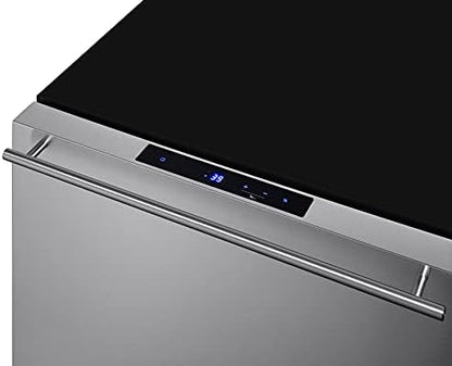 Summit 21.5” Outdoor Drawer Refrigerator, Stainless Steel - FF1DSS | Indoor or Outdoor Refrigerator, 1.6 cu.ft. Capacity, Stainless Steel, Panel Ready Capable* (*Panels not Included)