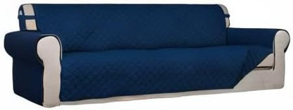 PureFit Reversible Quilted Couch Covers for Dogs Sofa Cover 4 Seater 88" | Navy/Navy, Water Resistant Couch Protector, Washable Pet Couch Cover with Non Slip and Elastic Straps For Kids