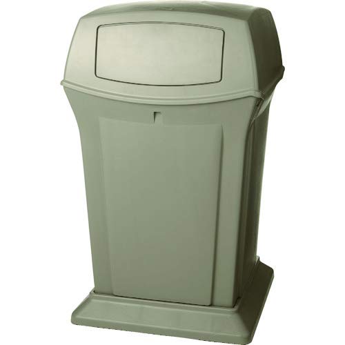 Rubbermaid Commercial Products Ranger Trash Can with 2 Door Lid, 45 GAL, Biege Plastic, Outdoor for Stadiums/Parks/Shopping Plazas