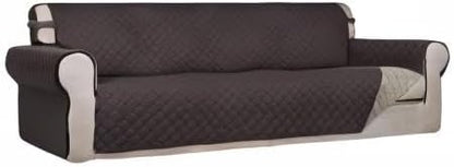 PureFit Reversible Quilted Couch Covers for Dogs Sofa Cover 4 Seater 88" | Chocolate/Beige, Water Resistant Couch Protector, Washable Pet Couch Cover with Non Slip and Elastic Straps For Kids