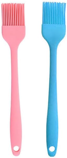 Silicone brush, Oil Brush for BBQ Kitchen Cooking Baking and Grilling (2 PCS,blue&pink)