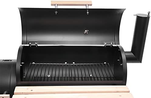 Barbecue Grill Cookers Grill Oil Drum Charcoal Furnace (500-600 Degrees) Charcoal Grill and Offset Smoker Portable Backyard Steel BBQ Oven with Wheels Outdoor Patio Barbecue Cooker with Side Fire Box for Camping Picnic Party