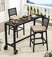 YITAHOME 55" Outdoor Bar Table | Rectangle Narrow Counter Height Table, Ideal Bar Height Table for Balcony, Patio, Garden, Yard, Poolside, Black
