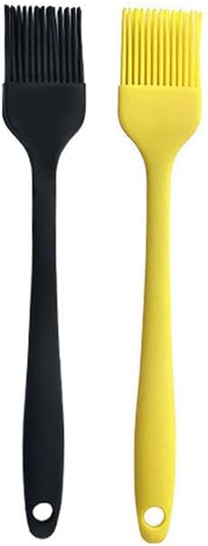 Silicone brush, Oil Brush for BBQ Kitchen Cooking Baking and Grilling (2 PCS,yellow&black)