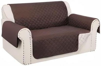 Reversible 45" Small Loveseat Sofa Covers, Chocolate/Beige | Loveseat Covers for Dogs Water Repellent, Friendly Furniture Protector with Elastic Straps for Living Room