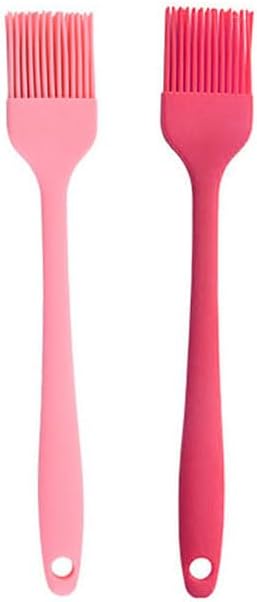 Silicone brush, Oil Brush for BBQ Kitchen Cooking Baking and Grilling (2 PCS,pink&Rose red)