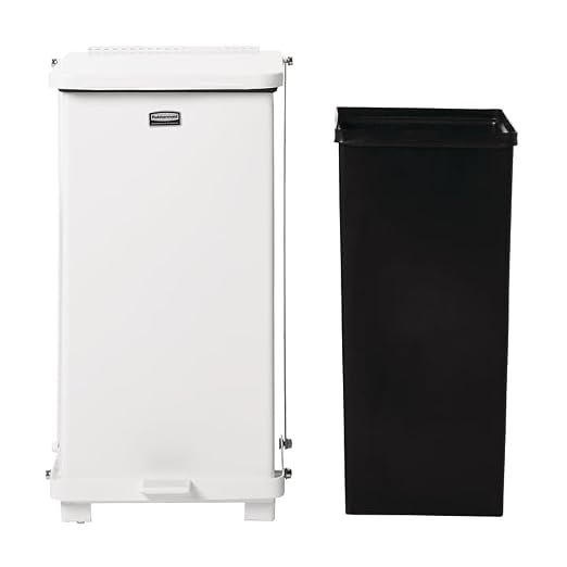 Rubbermaid Commercial Products Defenders Biohazard Steel Trash Can, Step-On, 25 GAL, White, Hospital/Doctor's Office/Healthcare Facilities