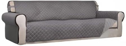PureFit Reversible Quilted Couch Covers for Dogs Sofa Cover 4 Seater 88" | Gray/Light Gray, Water Resistant Couch Protector, Washable Pet Couch Cover with Non Slip and Elastic Straps For Kids