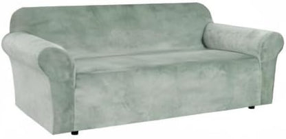 H.VERSAILTEX Stretch Velvet Sofa Covers Large Couch Covers Sofa Slipcovers Furniture Protector Soft with Non Slip Elastic Bottom, Feature Thick Comfy Rich Velour (Extra Wide Sofa 98"-105", Sea Grass)