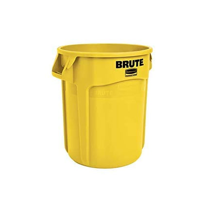 Rubbermaid Commercial Products BRUTE Heavy-Duty Round Trash/Garbage Can, 10-Gallon, Yellow, Outdoor Waste Container for Landscapers/Construction/Restaurants/Back of House/Offices/Warehouses, Pack of 6