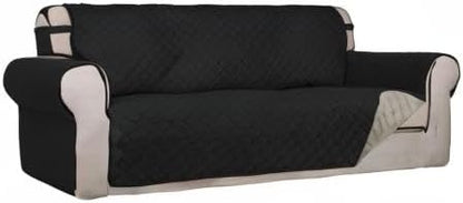 PureFit Reversible Quilted Couch Covers for Dogs Oversized Sofa Cover 78” | Black/Beige, Water Resistant Couch Protector, Washable Pet Couch Cover with Non Slip and Elastic Straps For Kids