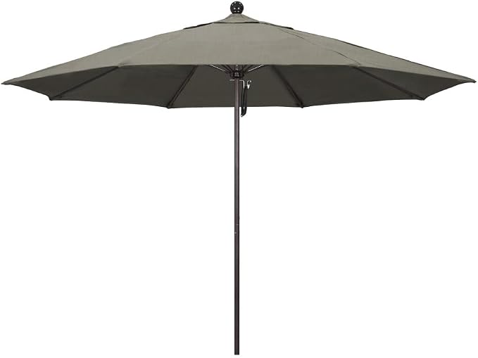 California Umbrella 11' Rd. Venture Series Contract Grade Patio Umbrella, Pulley Open, Bronze Finish, Sunbrella Dove