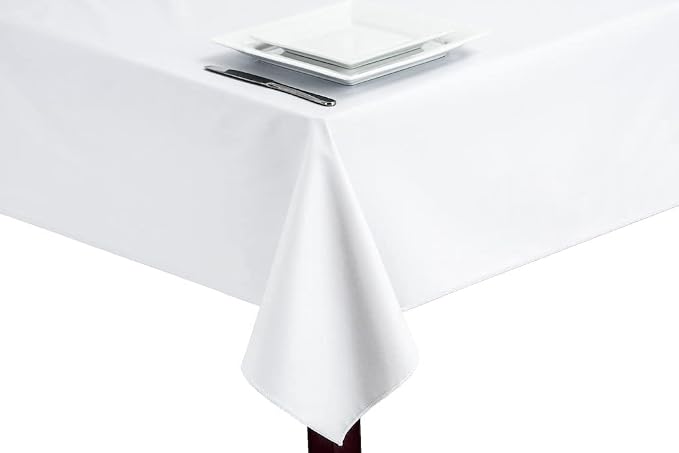 Creamy White Rectangle Tablecloth 60 x 120 Inch 8 Foot 210 GSM Stain&Water Wrinkle Resistant Washable Fabric Table Cloth for Dining Table Buffet Parties Outdoor Picnic Camping Kitchen