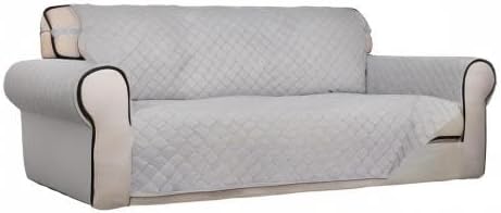 PureFit Reversible Quilted Sofa Cover Dog Couch Covers for Sofa, 66 in | Light Gray/Light Gray, Water Resistant Couch Protector, Washable Pet Couch Cover with Non Slip and Elastic Straps For Kids