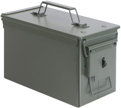 Ammo Can & Ammo Box, Fireproof & Waterproof Metal Storage Box - Perfect for Ammo, Lithium Batteries & RC Car Batteries (Without Lock, Green-12.1" 6.1" 7.5")