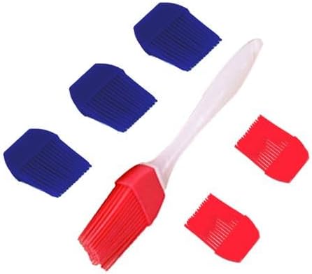 8" Silicone Brush with 6 swappable heads - Great for baking, marinades, crafts, glue, padding, woodworking and more. Easy to clean