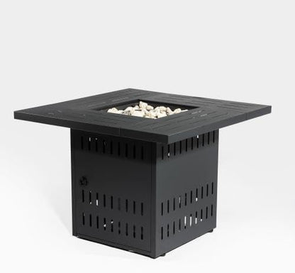 AJ Enjoys 34'' Propane Fire Pit Table, 50,000 BTU Detachable Tabletop Fire Table with Steel Lid, Laval Rocks, Deck Safe Fire Pit, Gas Fire Pits for Outside Patio