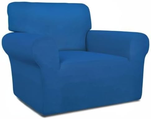 PureFit Stretch Chair Covers Fleece Couch Covers for Sofa Classic Blue | 1-Piece Spandex Couch Cover Soft Couch Protector, Sofa Cover Washable with Non Skid Foam and Elastic Bottom for Kids, Dogs