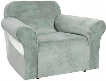 H.VERSAILTEX Stretch Velvet Armchair Cover Couch Covers 1 Cushion Chair Slipcover for Living Room Furniture Cover Crafted from Thick Comfy Rich Velour (Chair 31"-49", Sea Grass)