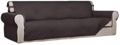 PureFit Reversible Quilted Couch Covers for Dogs Sofa Cover 4 Seater 88" | Chocolate/Chocolate, Water Resistant Couch Protector, Washable Pet Couch Cover with Non Slip and Elastic Straps For Kids
