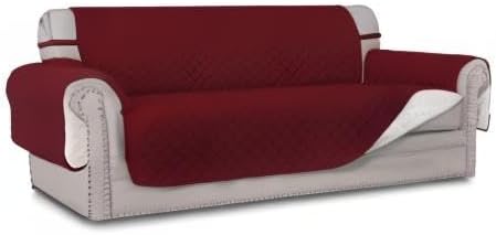 Easy-Going Reversible Couch Cover, 3 Cushion Sofa, Christmas Red/Ivory | X-Large Sofa, Washable Slipcover For Dogs, Water Resistant Mat, Living Room, Non-Slip Sofa Cover, Pet Friendly