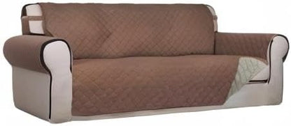 PureFit Reversible Quilted Sofa Cover, Water Resistant Slipcover Furniture Protector, Washable Couch Cover with Non Slip Foam and Elastic Straps for Kids, Pets (X Large, Brown/Beige) | Brown/Beige, Water Resistant Couch Protector, Washable Pet Couch Co...