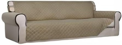PureFit Reversible Quilted Couch Covers for Dogs Sofa Cover 4 Seater 88" | Beige/Beige, Water Resistant Couch Protector, Washable Pet Couch Cover with Non Slip and Elastic Straps For Kids