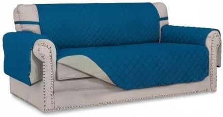 Easy-Going Reversible Couch Cover, 2 Cushion Sofa, Peacockblue/Beige | Oversized Loveseat, Machine Washable Slipcover For Dogs, Water Resistant Mat, Living Room, Non-Slip Sofa Cover, Pet Friendly