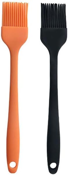 Silicone brush, Oil Brush for BBQ Kitchen Cooking Baking and Grilling (2 PCS,orange&black)