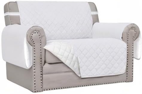 Easy-Going Reversible Couch Cover, Oversized Chair, White/White | Machine Washable Slipcover For Dogs, Water Resistant Furniture Mat For Living Room, Non-Slip Sofa Cover, Pet Friendly