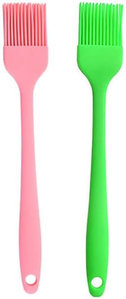 Silicone brush, Oil Brush for BBQ Kitchen Cooking Baking and Grilling (2 PCS,green&pink)