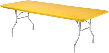 10 Pack of Rectangular Plastic Table Covers - 6' Foot or 8' Foot Options - Indoor or Outdoor Fitted Table Covers (Table NOT Included) (Gold, 30" x 72" (6' ft))