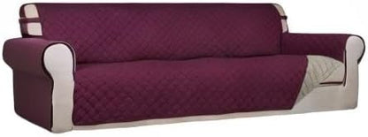 PureFit Reversible Quilted Couch Covers for Dogs Sofa Cover 4 Seater 88" | Wine/Beige, Water Resistant Couch Protector, Washable Pet Couch Cover with Non Slip and Elastic Straps For Kids