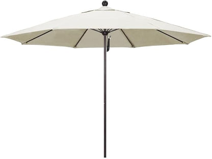 California Umbrella 11' Round Aluminum/Fiberglass Umbrella, Pulley Lift, Bronze Pole, Sunbrella Canvas Fabric