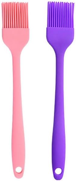 Silicone brush, Oil Brush for BBQ Kitchen Cooking Baking and Grilling (2 PCS,purple&pink)