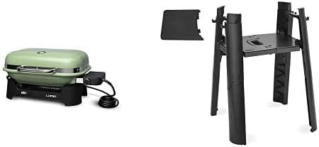Weber Lumin Compact Electric Grill, Light Green, with Lumin Compact Grill Stand