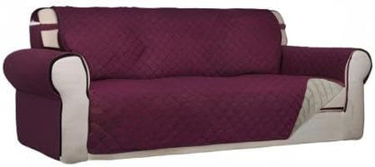 PureFit Reversible Quilted Sofa Cover Dog Couch Covers for Sofa, 66 in | Wine/Beige, Water Resistant Couch Protector, Washable Pet Couch Cover with Non Slip and Elastic Straps For Kids